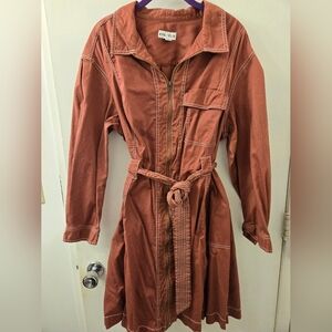 Ava & Viv long-sleeved zip-up dress with tie waist, 1X